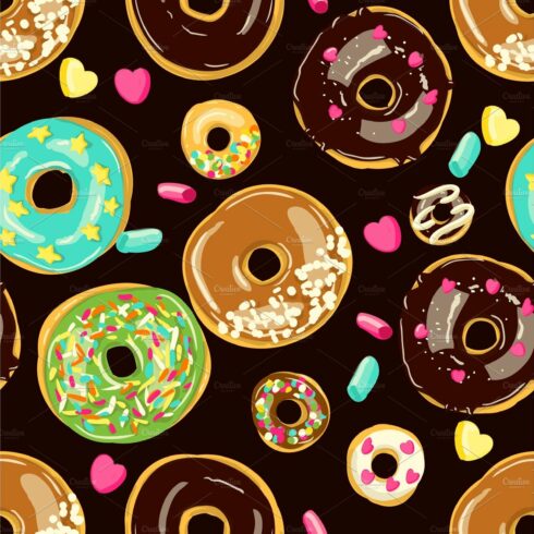 Glazed Donuts seamless pattern cover image.
