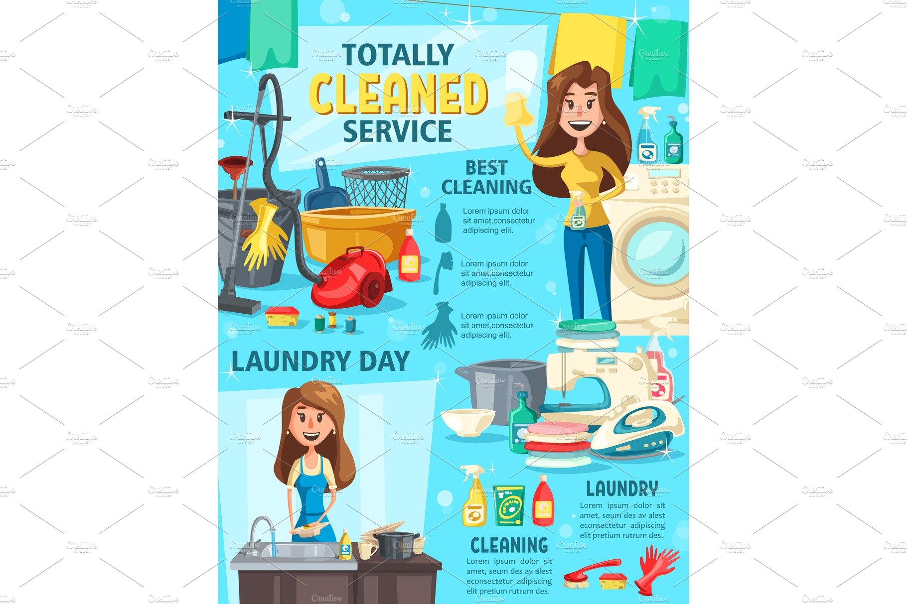House cleaning service, washing cover image.
