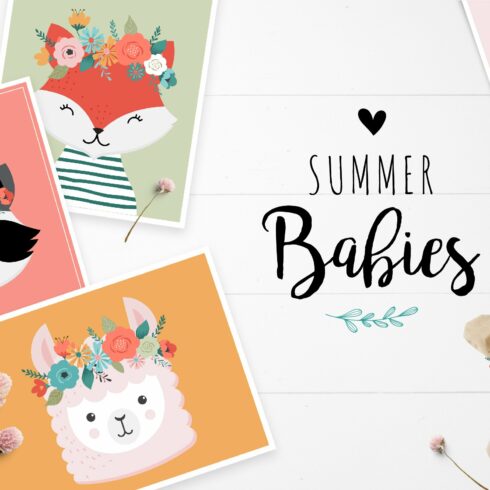 Summer Babies - set of cute animals cover image.