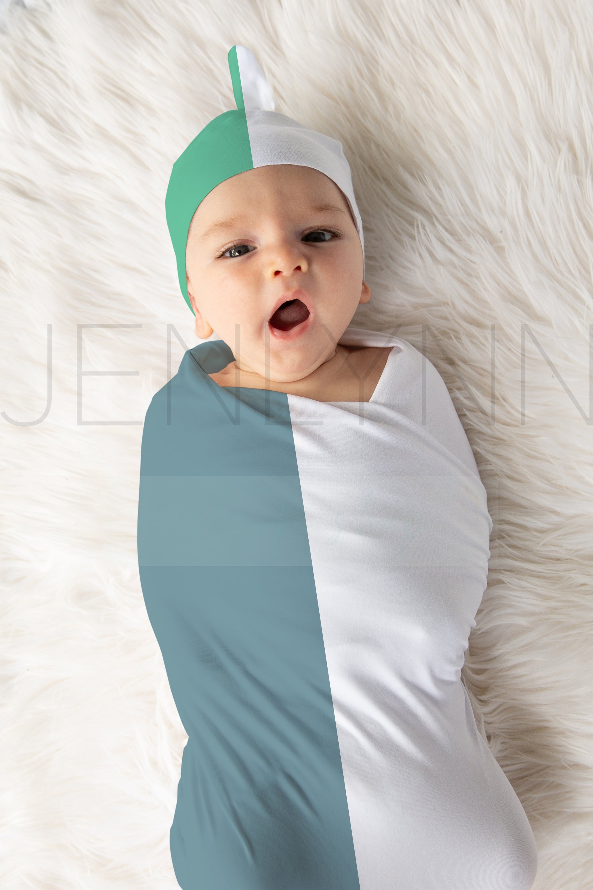 Jersey Blanket + knotted hat mockup preview image.