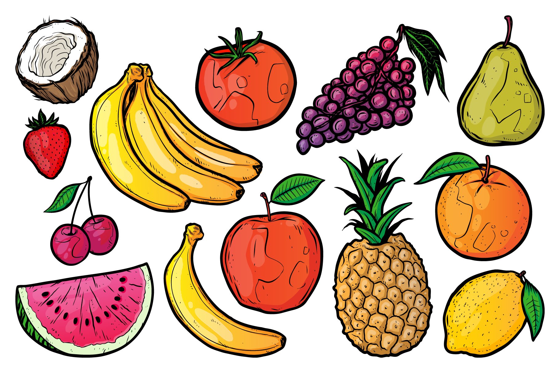 Premium Vector | Cute summer fruits doodle collection cartoon set drawing  cartoon