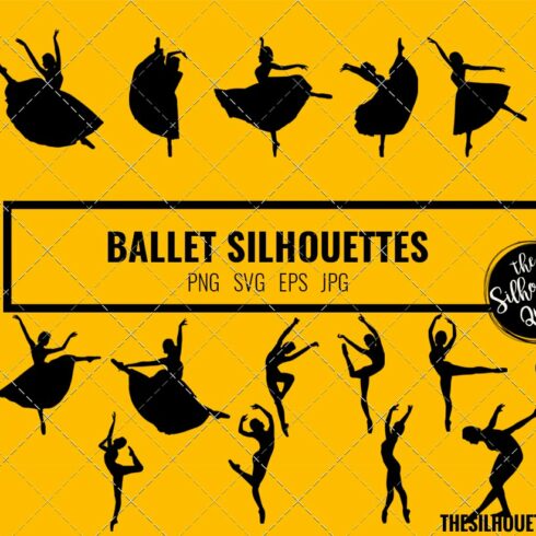 Ballerina dancer silhouette vector cover image.