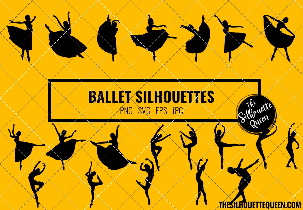 Ballerina dancer silhouette vector cover image.