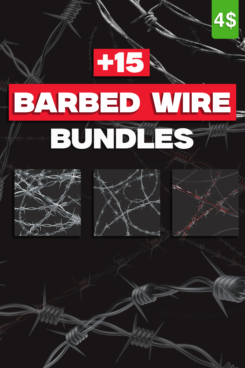 Barbed Wire Bundle - 15(PNG) Included pinterest preview image.