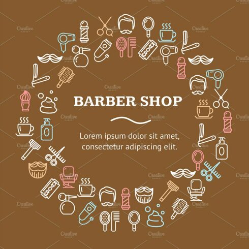 Barber Shop Round Design Template cover image.