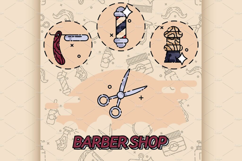 Barber shop flat concept icons – MasterBundles