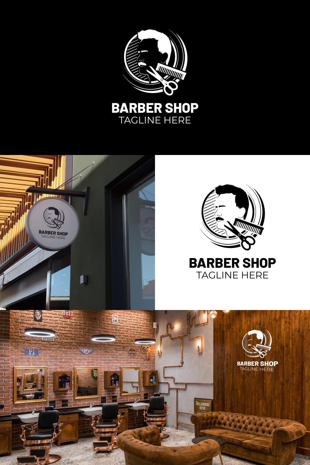 Barber Shop Logo pinterest preview image.