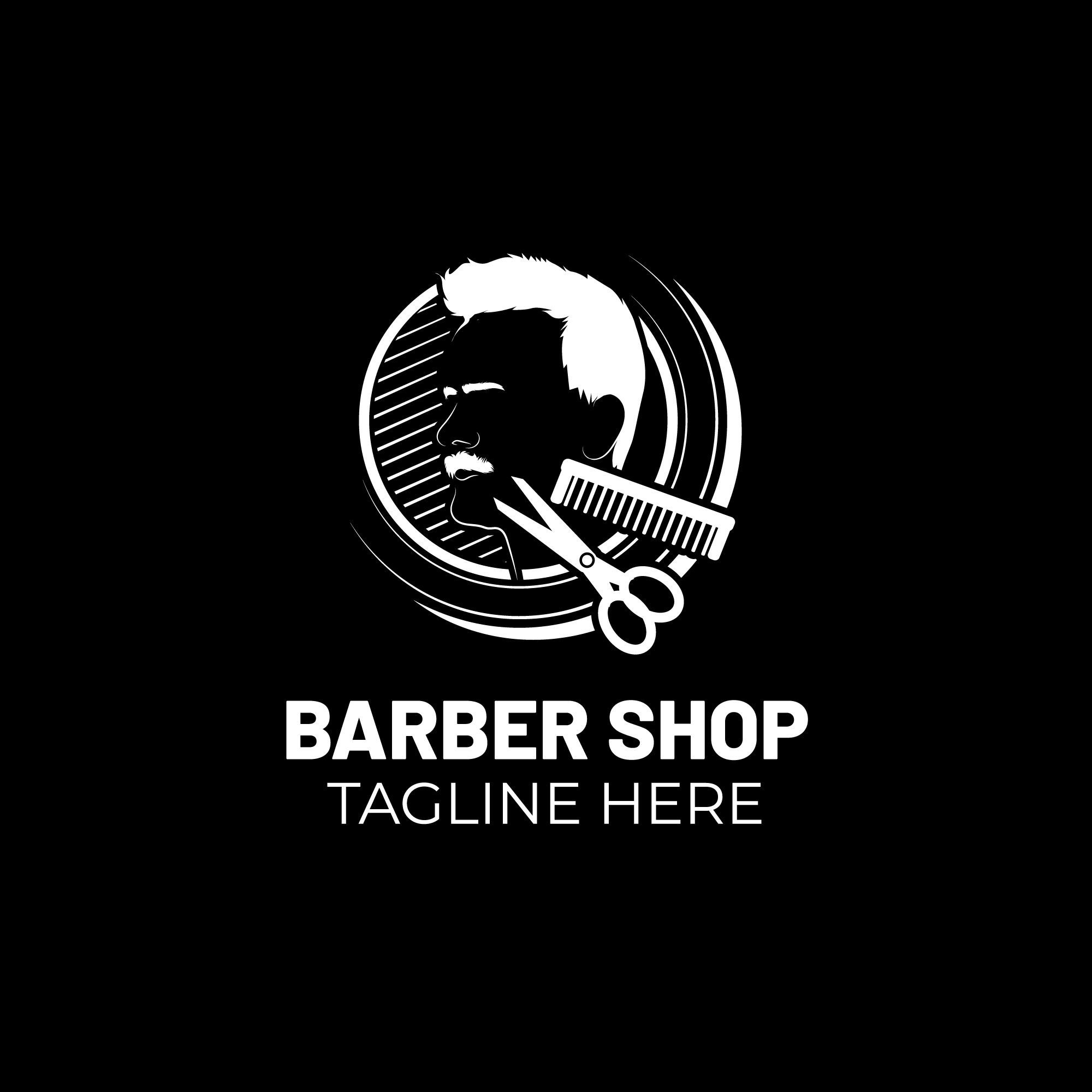 barber shop logo white 113