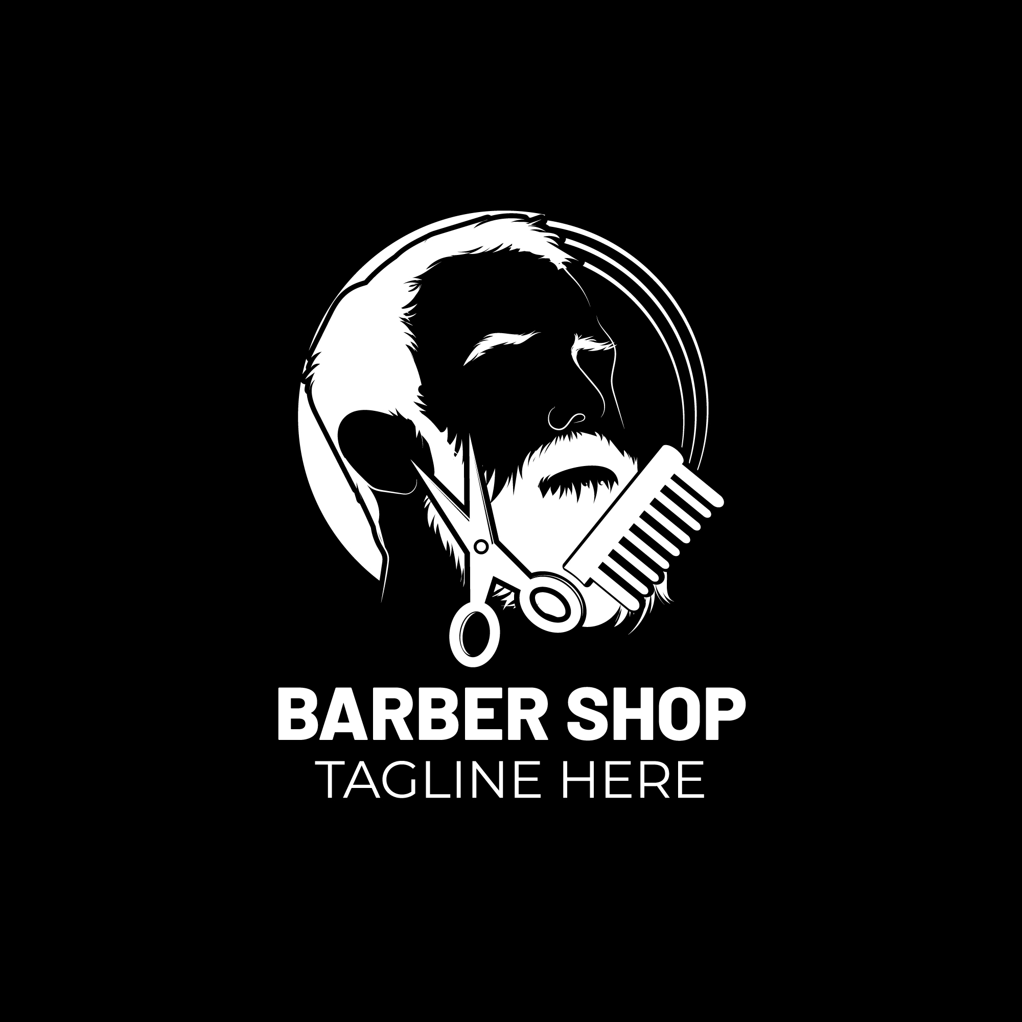 barber shop logo white 72