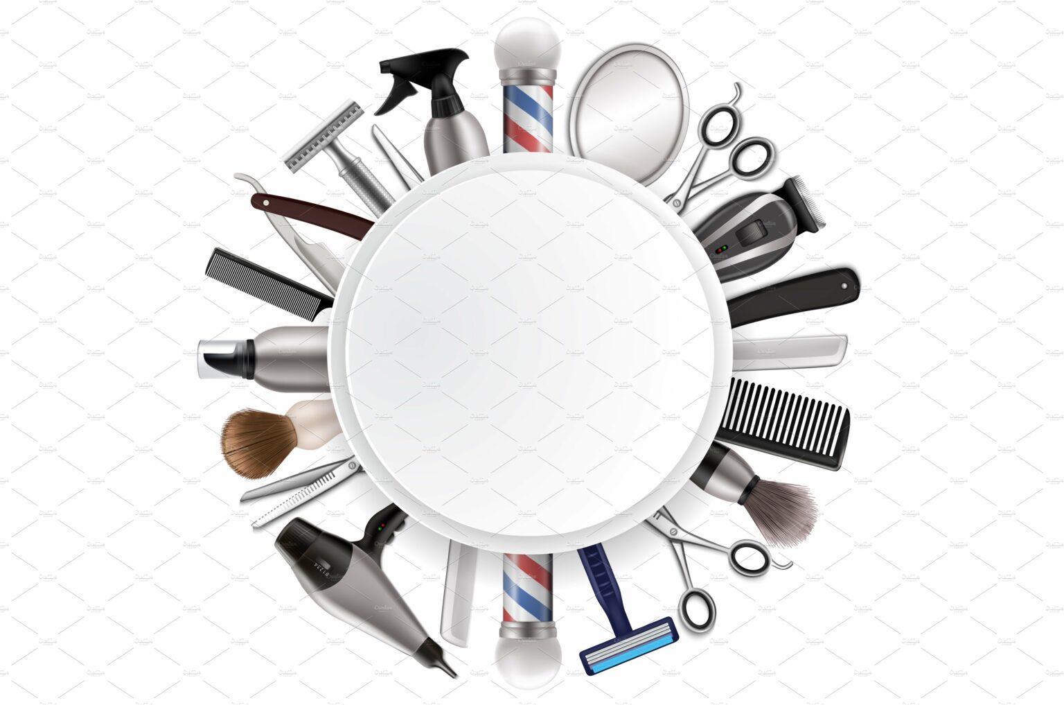 Barbershop frame with barber tools – MasterBundles