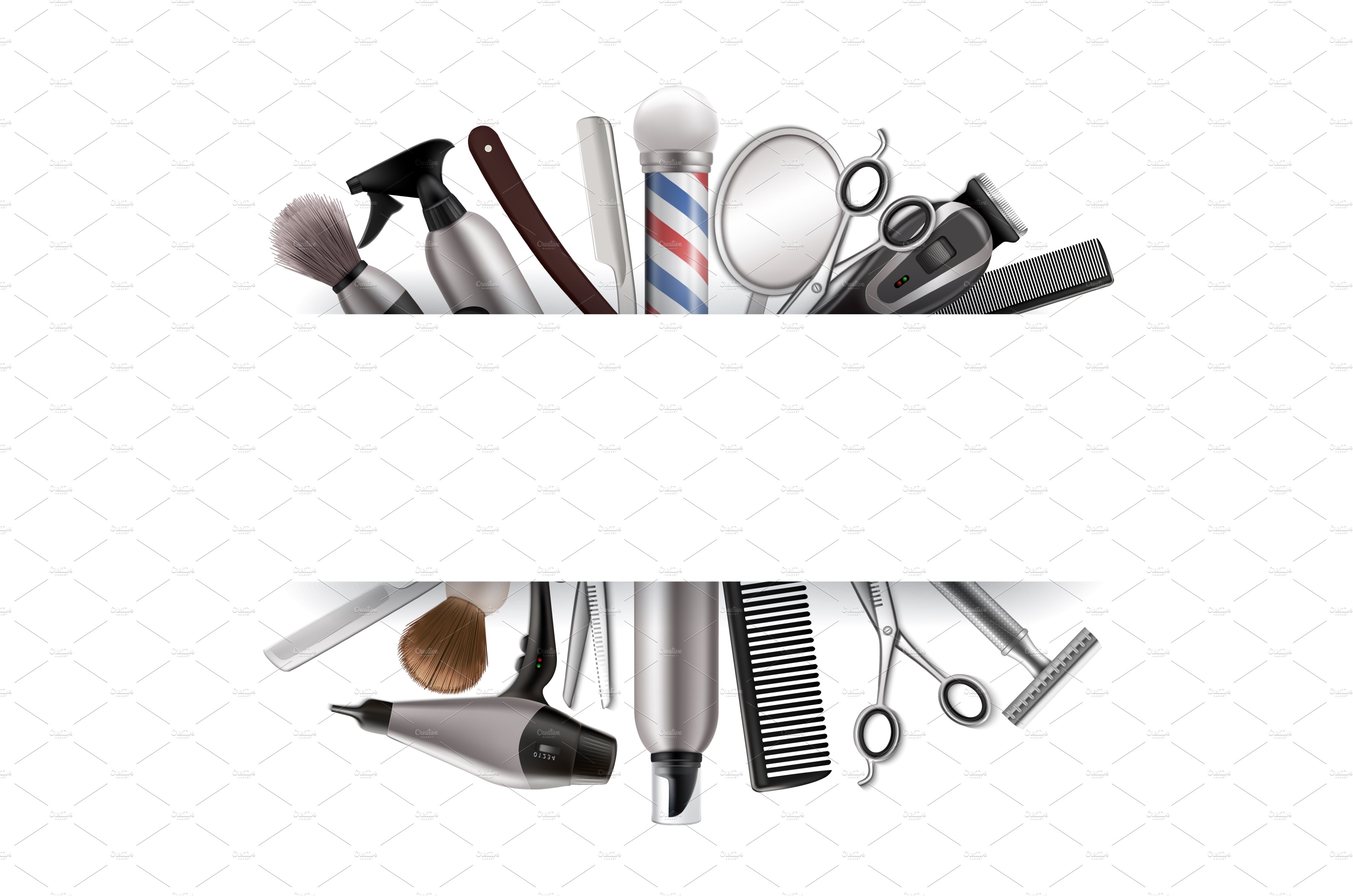 Barbershop frame with barber tools cover image.