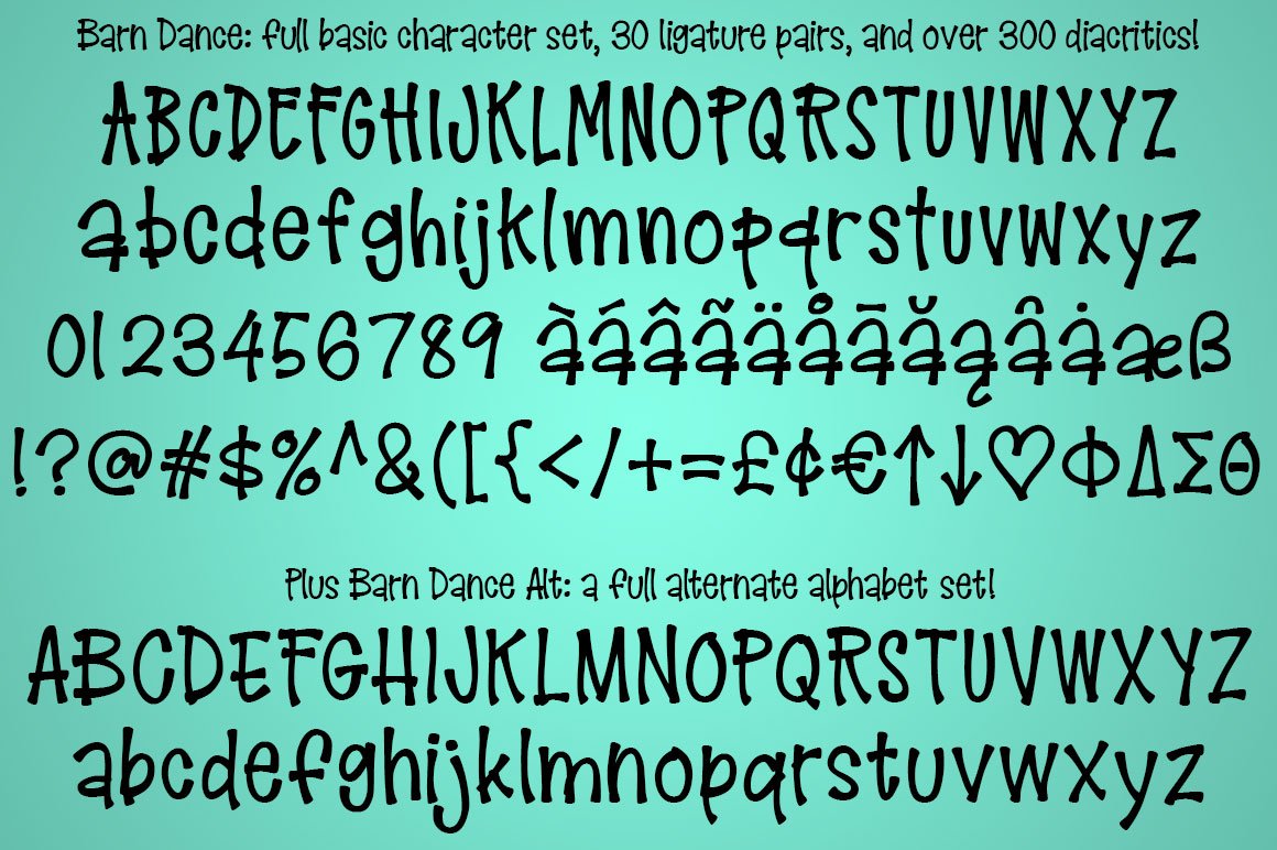 Barn Dance: a country-style font! preview image.