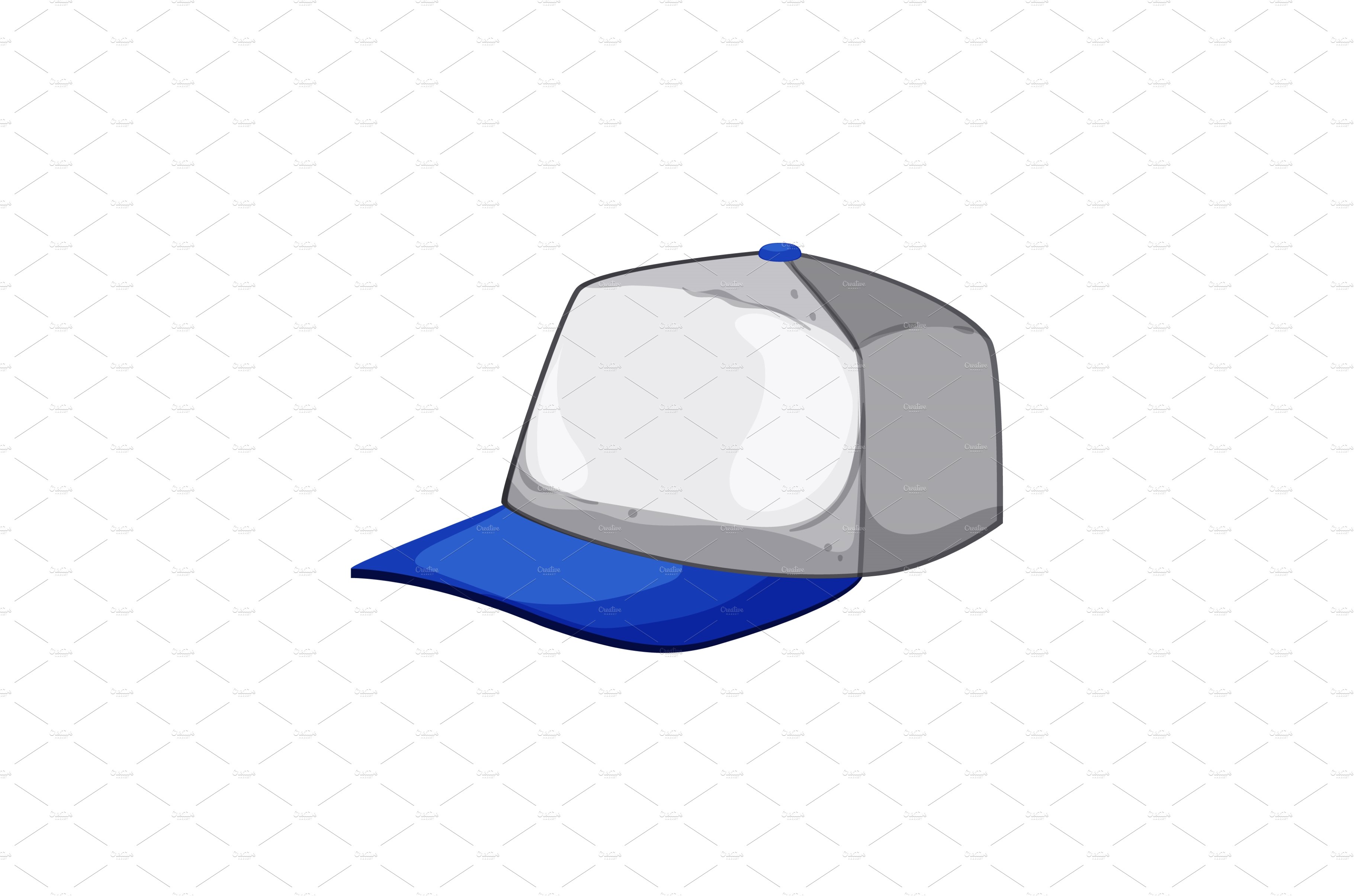 white baseball cap cartoon vector cover image.