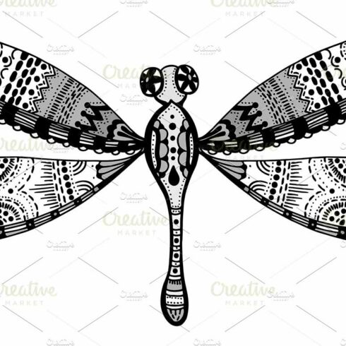 Vector stylized dragonfly cover image.
