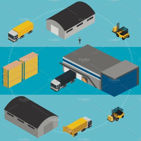 Warehouse infographic illustration. cover image.