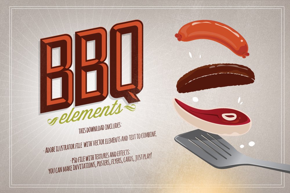BBQ vector elements preview image.
