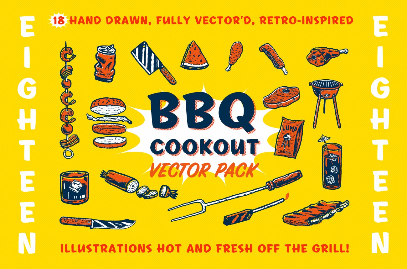 BBQ Cookout Vector Set cover image.