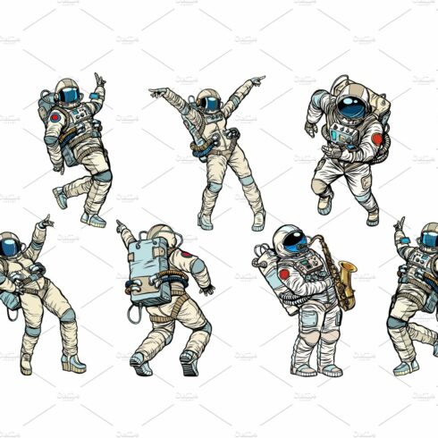 Set of dancing astronauts collection cover image.