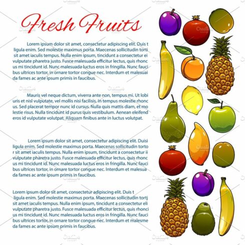 Vegetarian food, fruit poster design cover image.