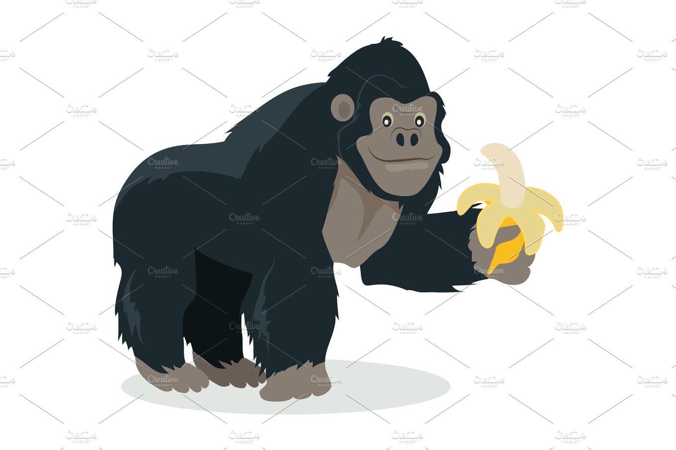 Gorilla Cartoon Icon in Flat Design cover image.
