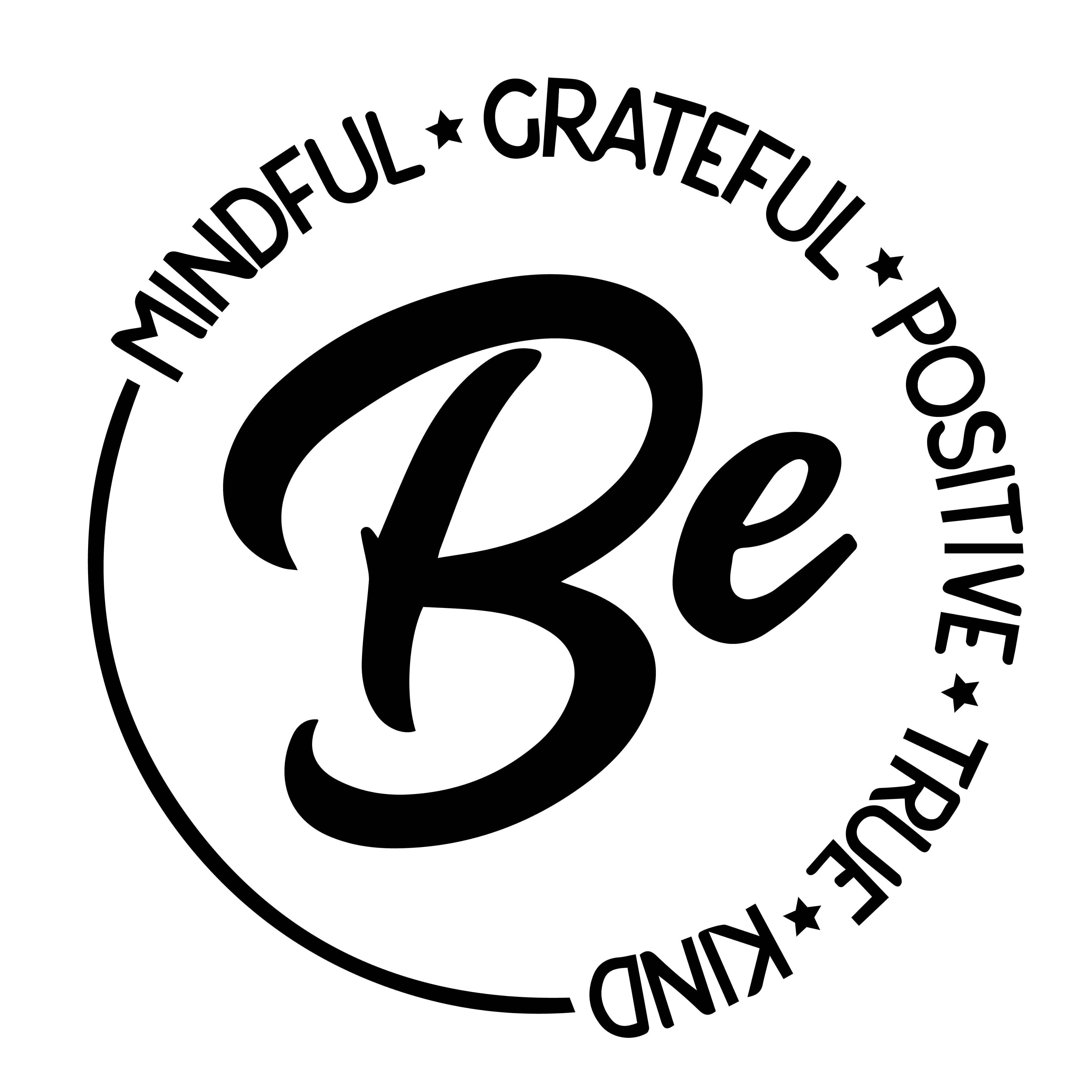 BE Mindful Grateful Positive True Kind - Design ( SVG - EPS - PNG =JPG ) Included preview image.