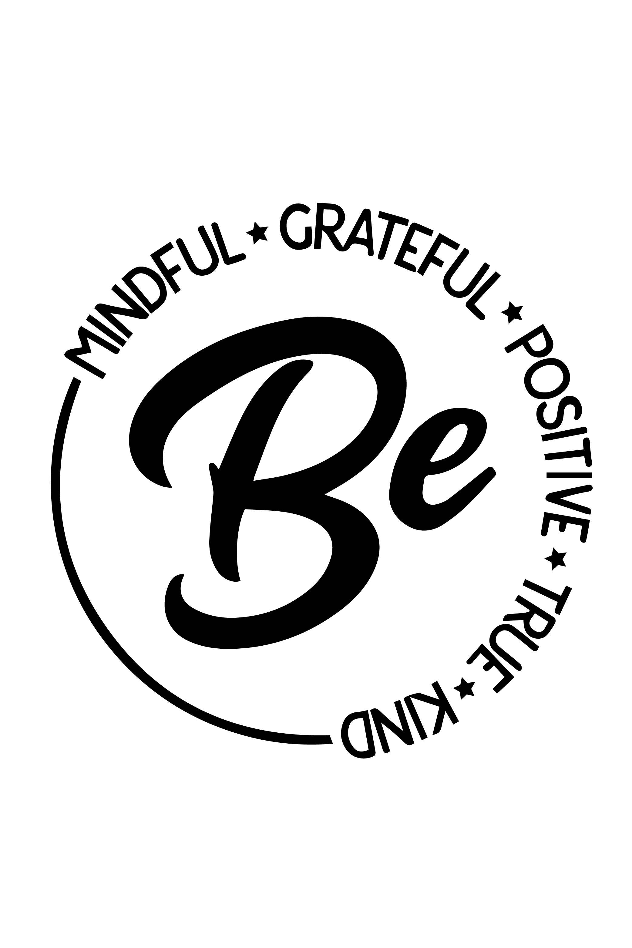 BE Mindful Grateful Positive True Kind - Design ( SVG - EPS - PNG =JPG ) Included pinterest preview image.