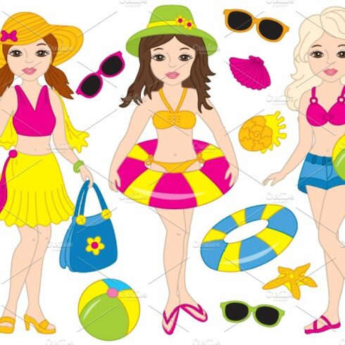 Vector Beach Girls Clipart cover image.