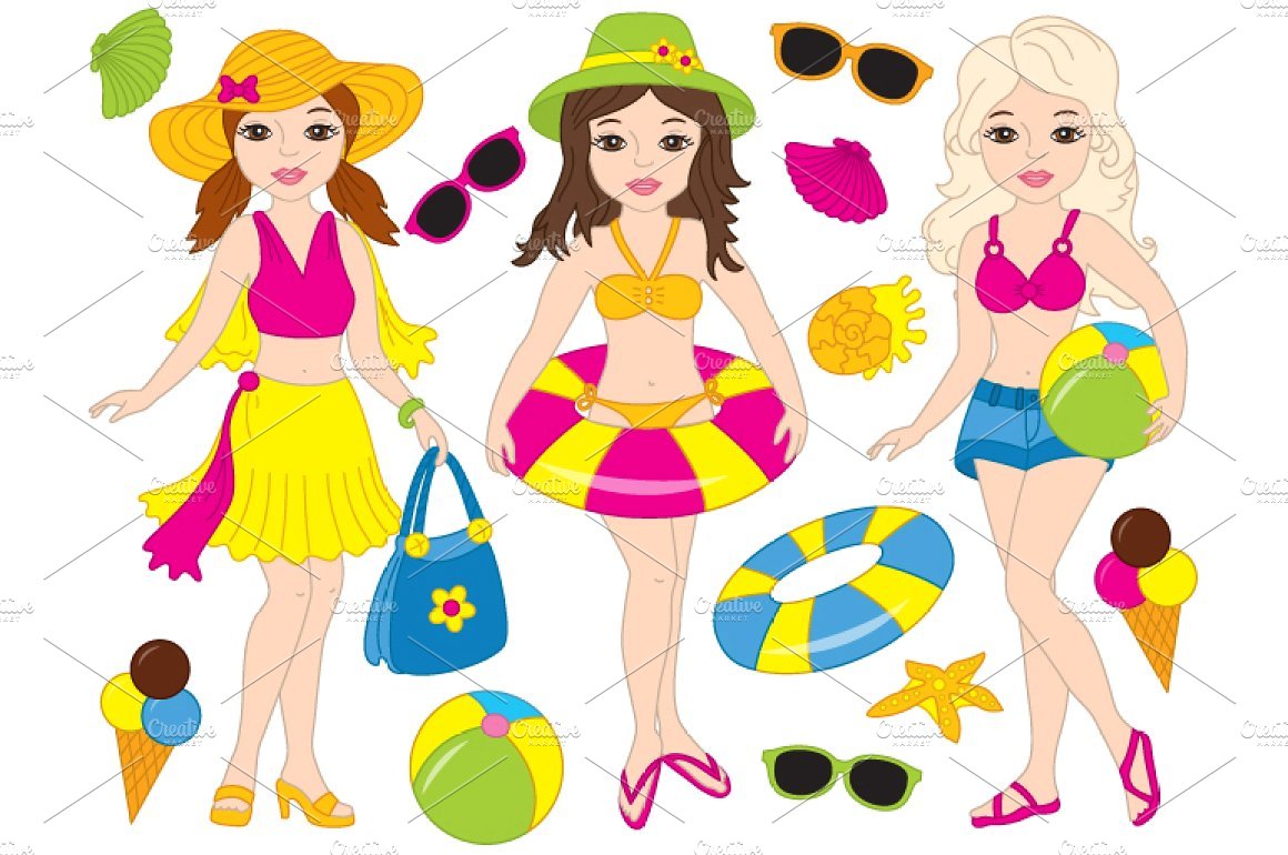 Vector Beach Girls Clipart cover image.