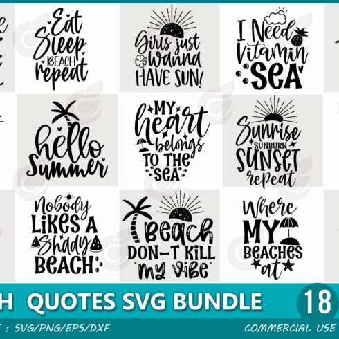 Beach Quotes SVG Bundle cover image.