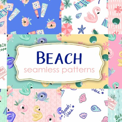 Beach seamless patterns cover image.