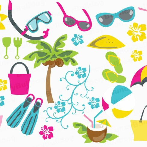 Tropical beach clipart cover image.