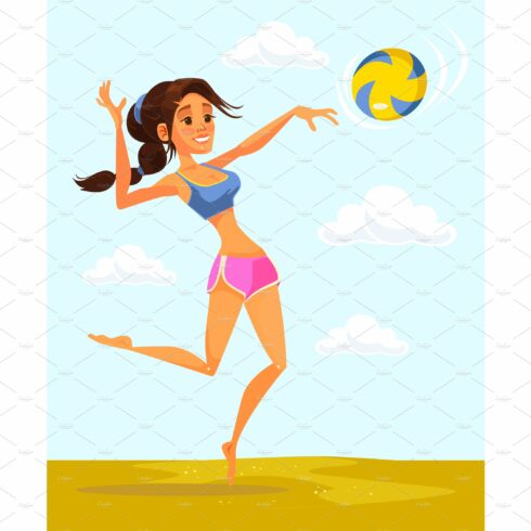 Volleyball player woman character cover image.