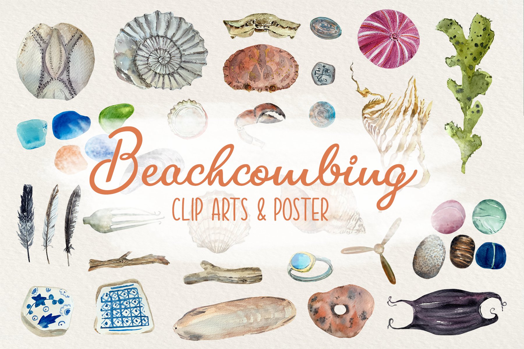 Beachcombing Clip Arts and Poster cover image.