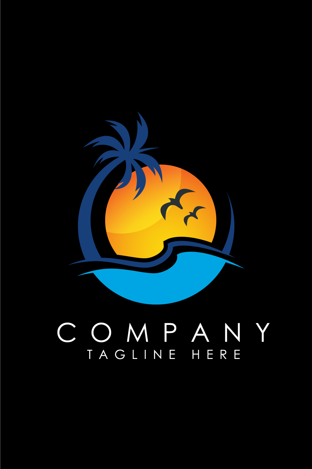 Beach logo design Sun sunset sunrise with beach ocean sea water logo icon pinterest preview image.