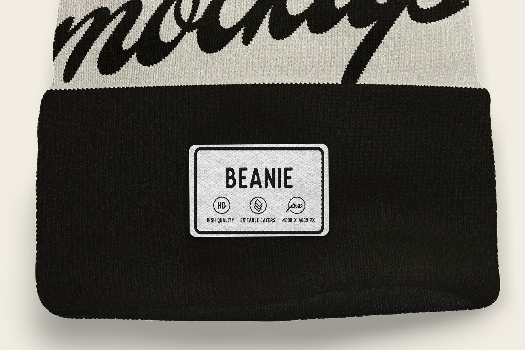 beanie mockup branding apparel fashion winter wear mock up easy editable design tag label patch hat snow woollen.embroidery 537