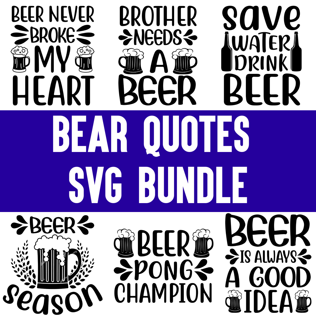 Bear Quotes svg Bundle preview image.