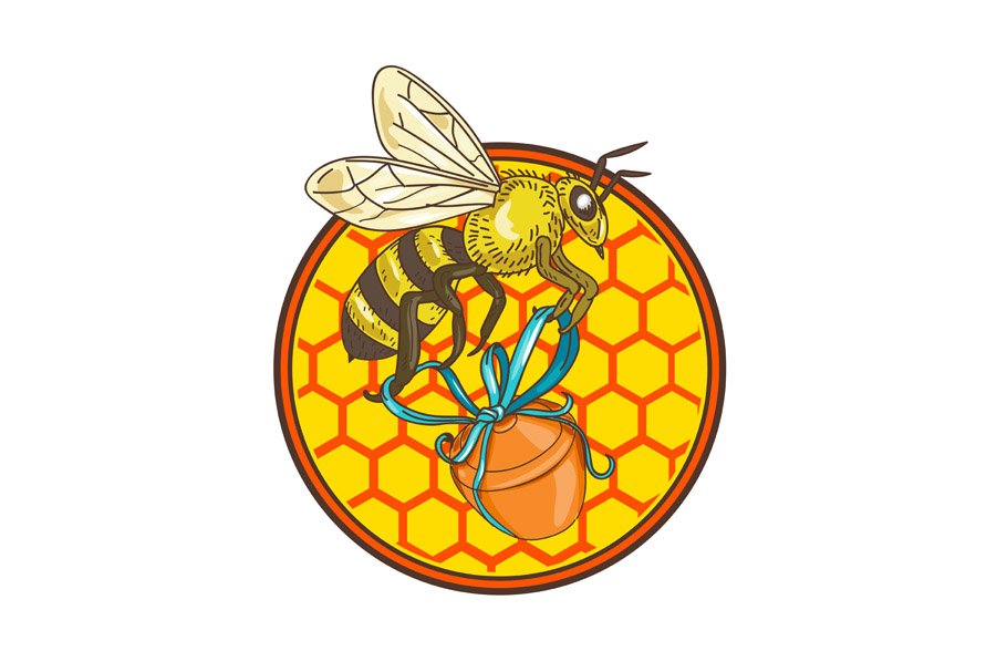 Bumblebee Carrying Honey Pot Beehive – MasterBundles