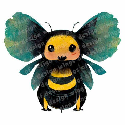 Cute Bumble Bee Clipart PNG cover image.