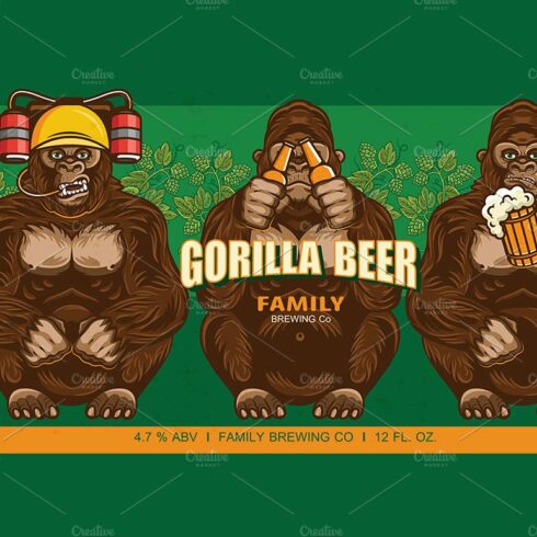 Beer Label With Three Wise Gorillas cover image.