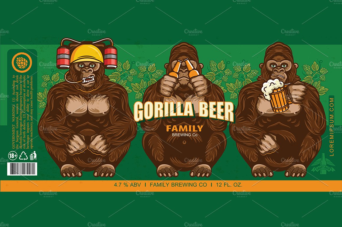 Beer Label With Three Wise Gorillas cover image.