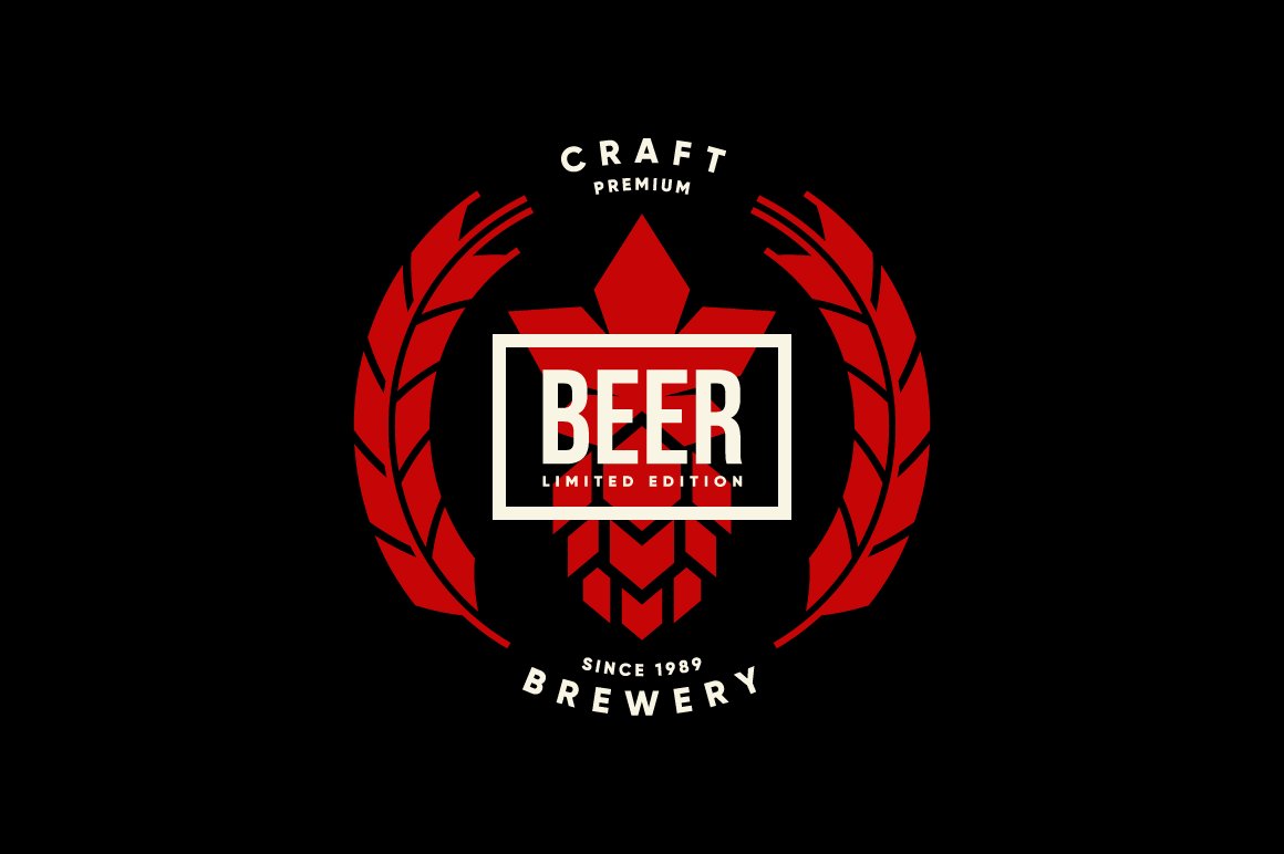 Craft beer brewery vector logo preview image.