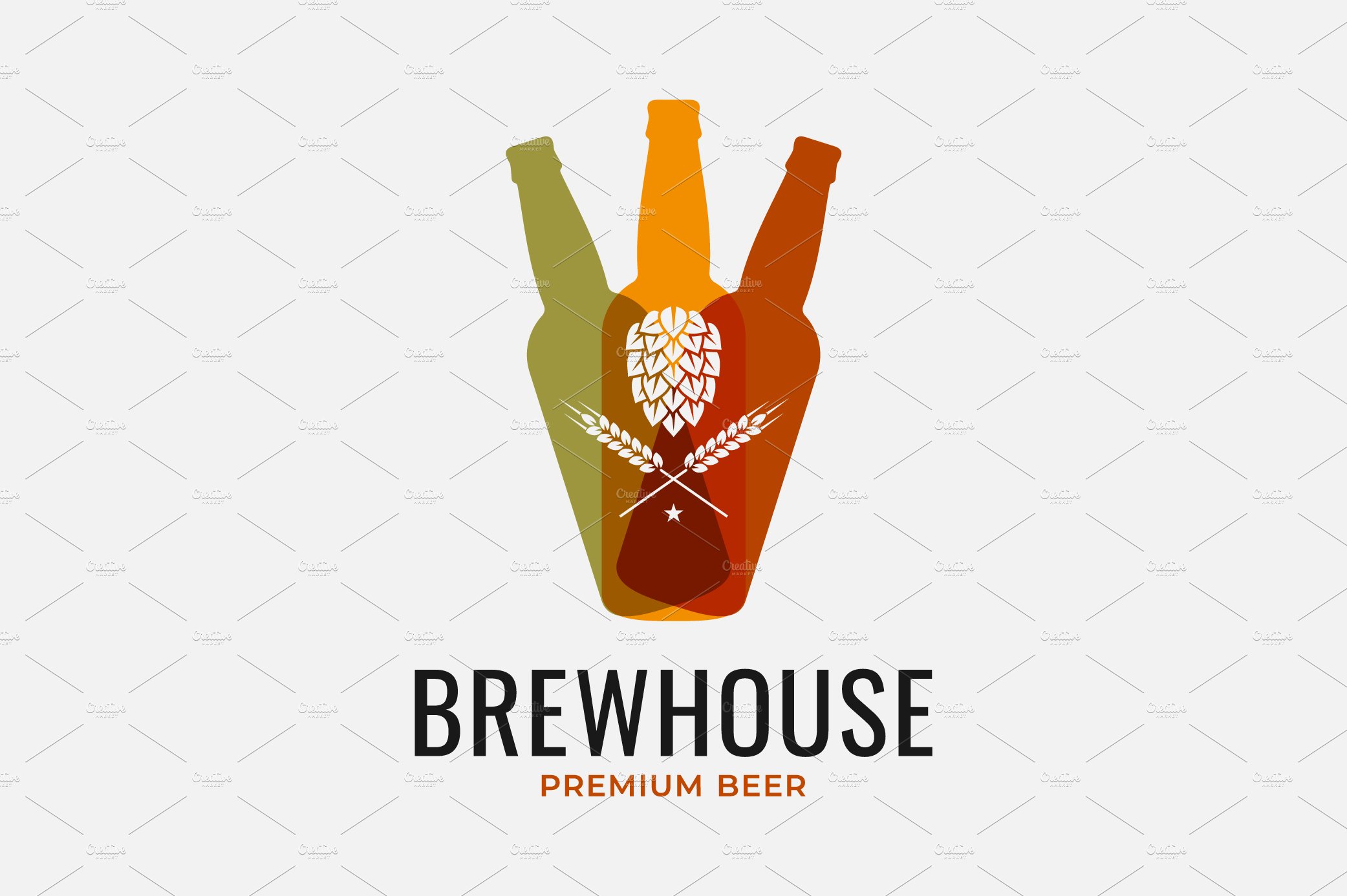 Beer bottles logo. Beer hops. cover image.