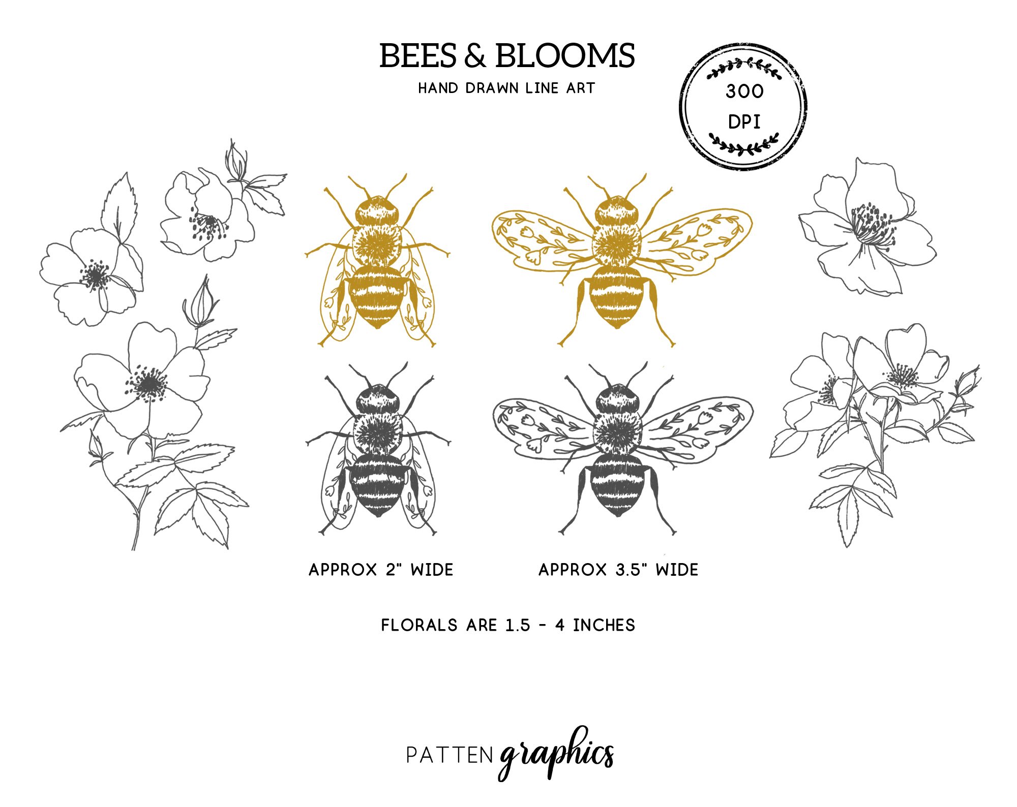bees lineart listing 2 403