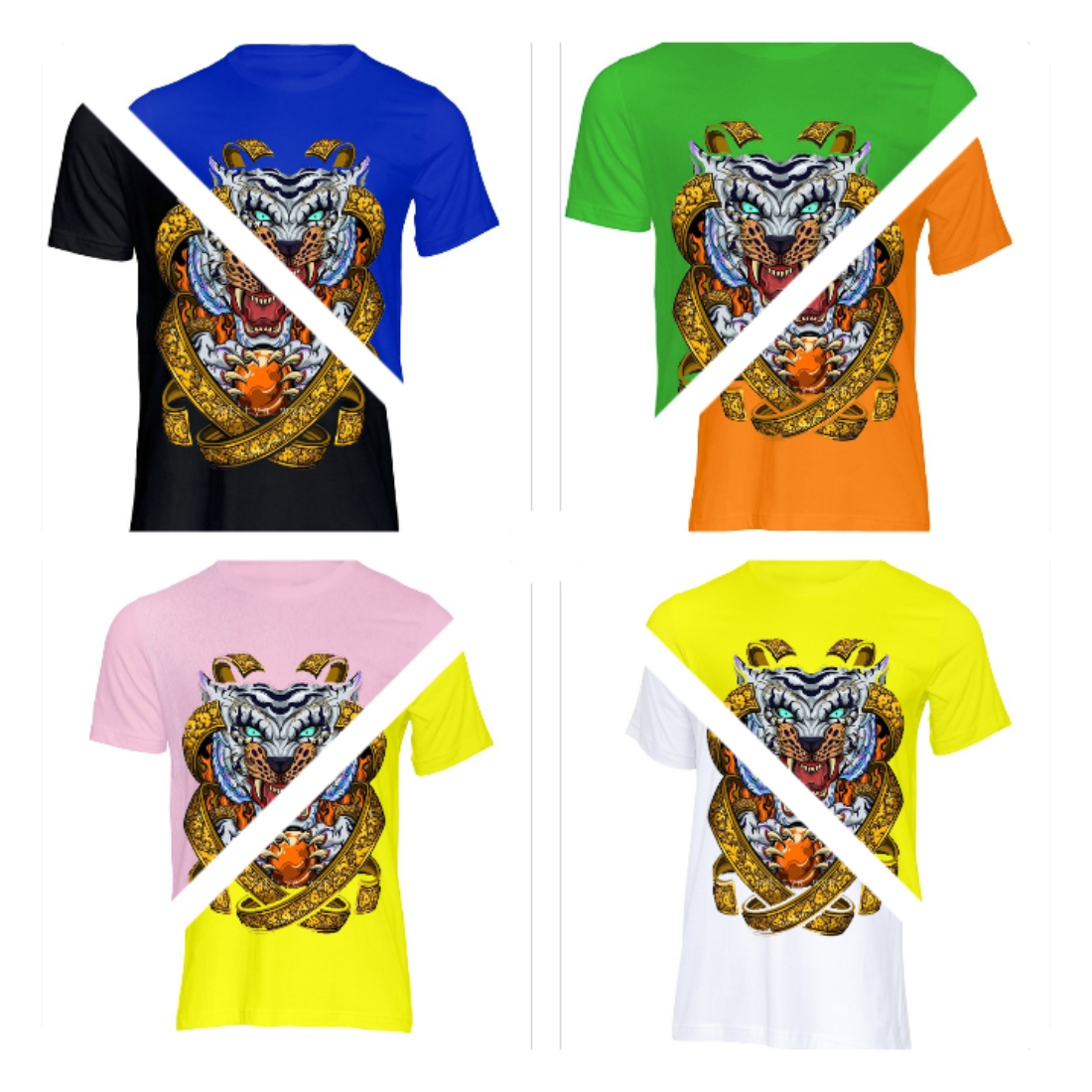 Tiger Desings in 7 DIFFERENT COLORS cover image.