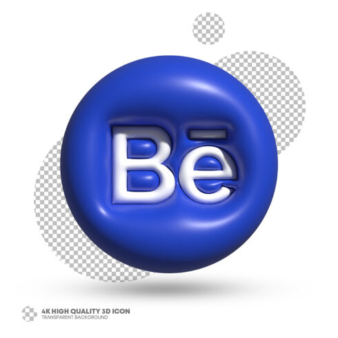 3D render of behance icon in glossy style cover image.