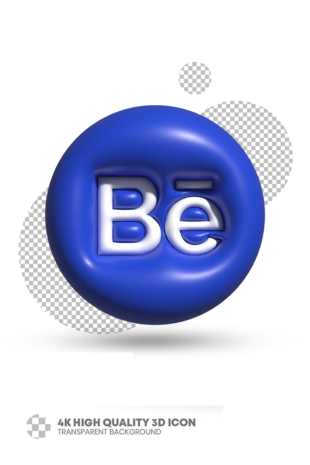 3D render of behance icon in glossy style pinterest preview image.