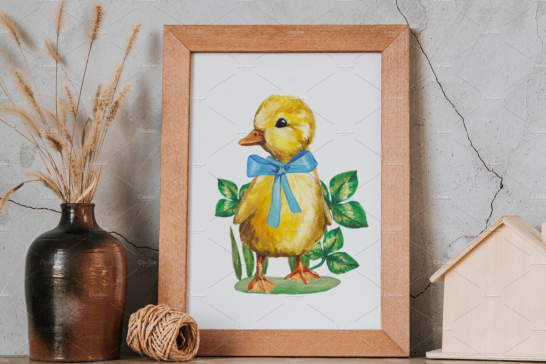 Cute little duck with bow preview image.