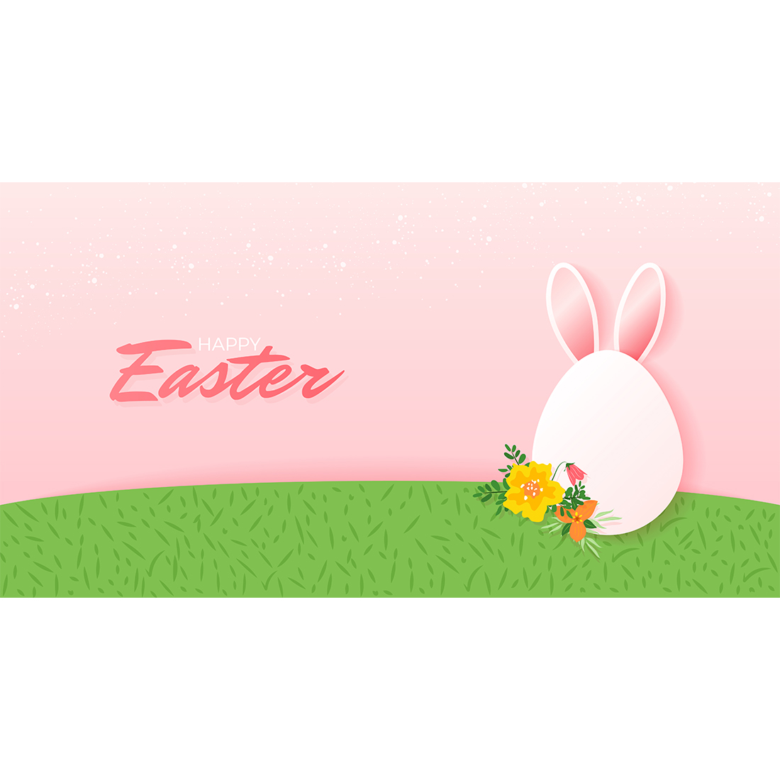 Happy Easter banner Egg with Rabbit Ears: Cute and Colorful Vector Designs preview image.