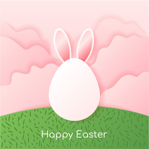 Happy Easter banner Egg with Rabbit Ears: Cute and Colorful Vector Designs cover image.