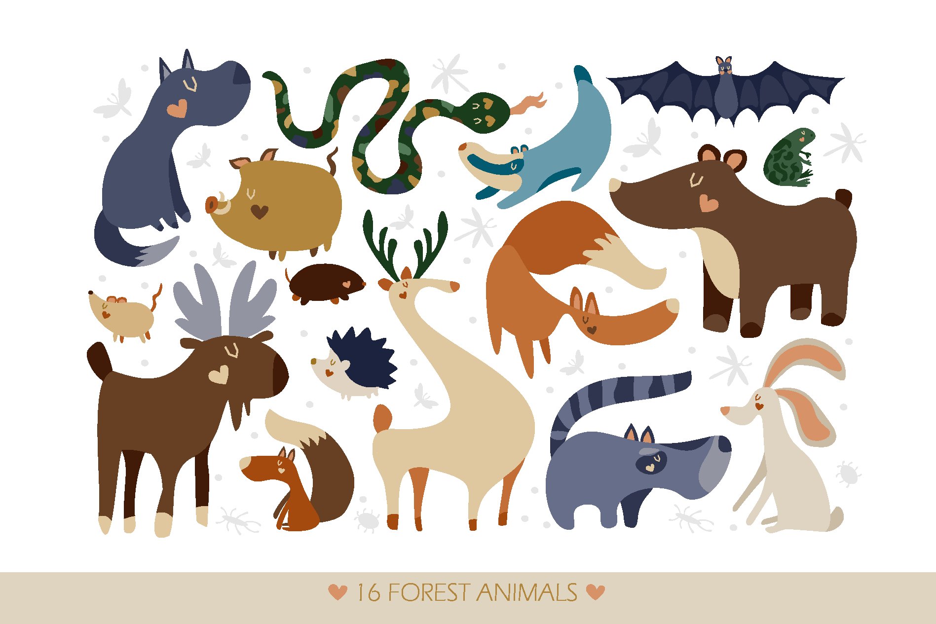 Woodland - cute forest animals preview image.